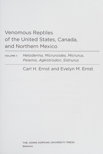 Cover of Venomous Reptiles of the United States, Canada, and Northern Mexico